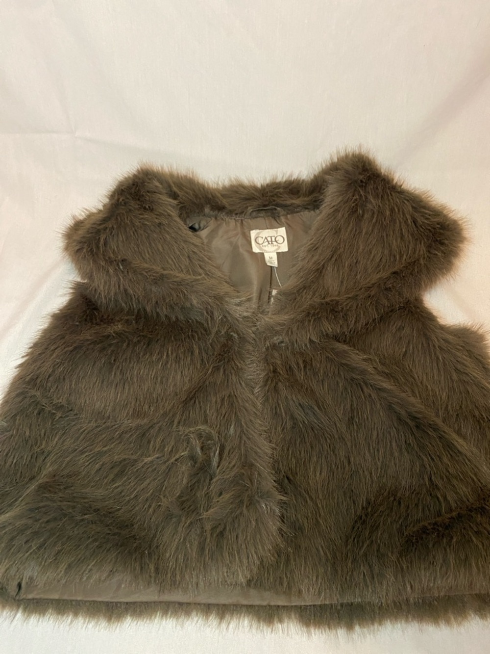 Plush Faux Fur Vest in Taupe - Picture 7 of 11